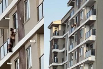 7. katın penceresinde dehşet! Genç kadın ayaklarından yakalandı
