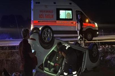 Eskişehir’de şarampole düşen araçta iki kişi yaralandı