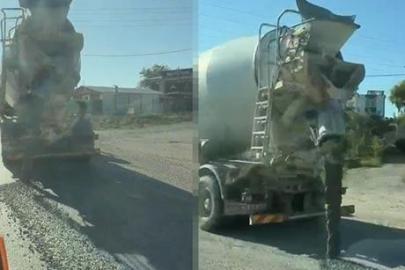 Hem gitti hem döktü… Beton mikserini gören telefona sarıldı